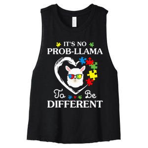 Llama Autism Awareness Gift Be A Little Different Women's Racerback Cropped Tank