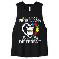 Llama Autism Awareness Gift Be A Little Different Women's Racerback Cropped Tank