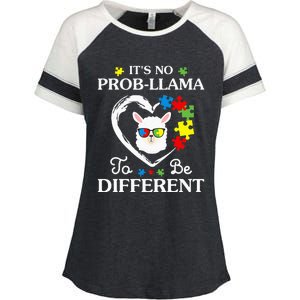 Llama Autism Awareness Gift Be A Little Different Enza Ladies Jersey Colorblock Tee