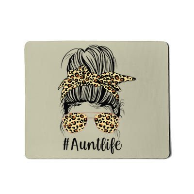 Leopard Aunties Aunt Life Funny Messy Bun Mother's Day Mousepad