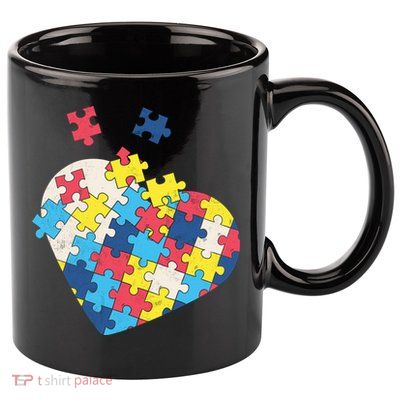Love Autism Awareness Puzzle Pieces Gift Design Idea Great Gift 11oz C Handle Ceramic Mug