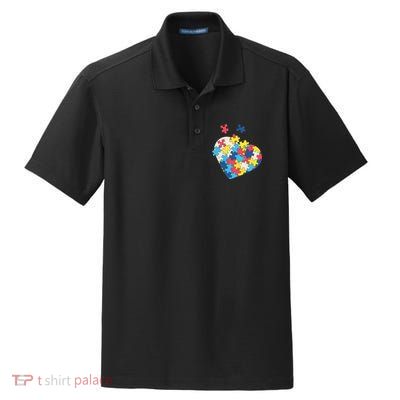 Love Autism Awareness Puzzle Pieces Gift Design Idea Great Gift Dry Zone Grid Polo