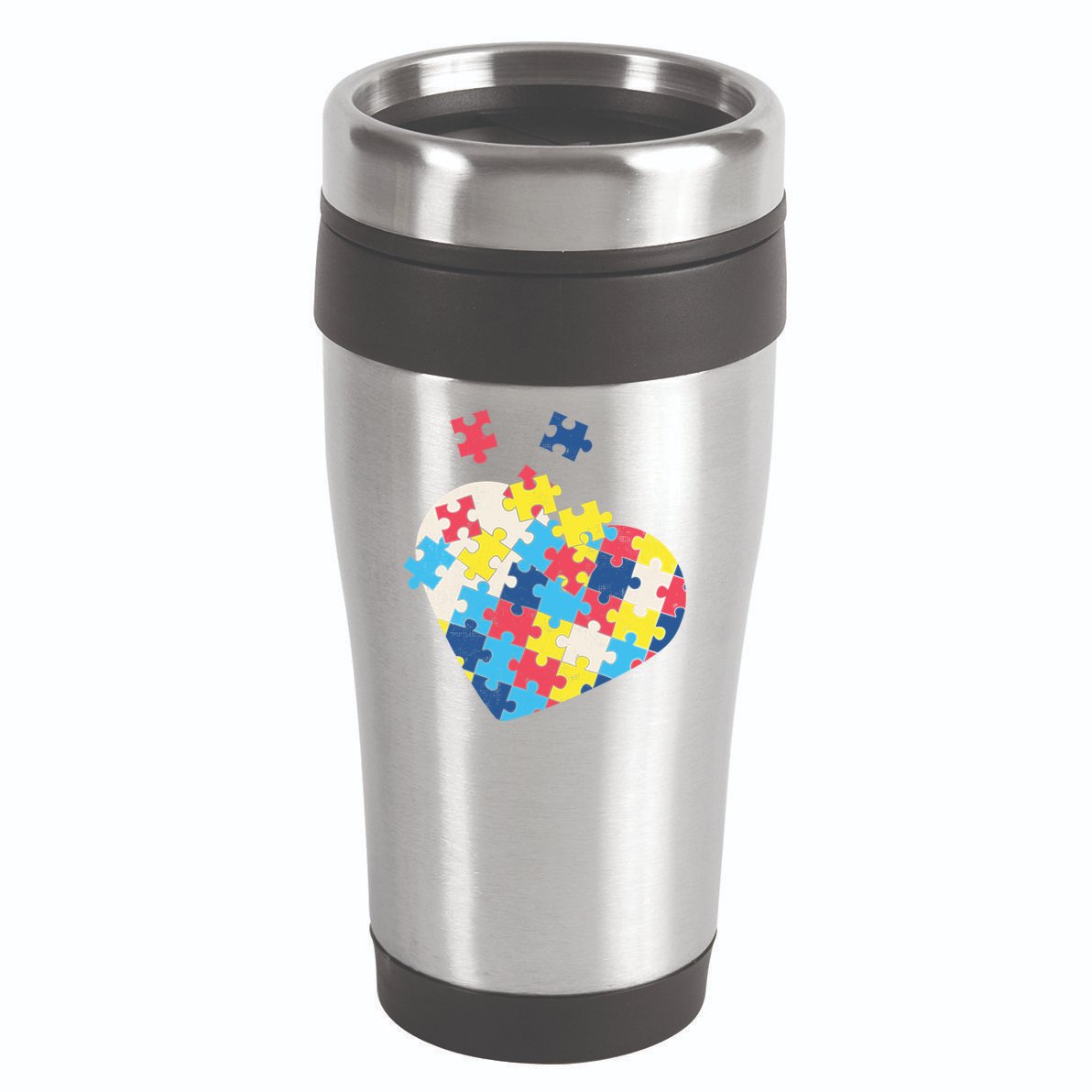 Love Autism Awareness Puzzle Pieces Gift Design Idea Great Gift 16oz Travel Tumbler