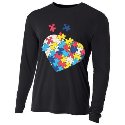 Love Autism Awareness Puzzle Pieces Gift Design Idea Great Gift Cooling Performance Long Sleeve Crew