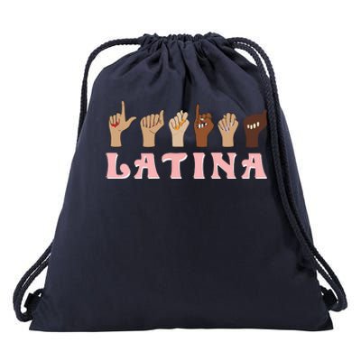 Latina ASL American Sign Language Latina Power ASL Teacher Drawstring Bag