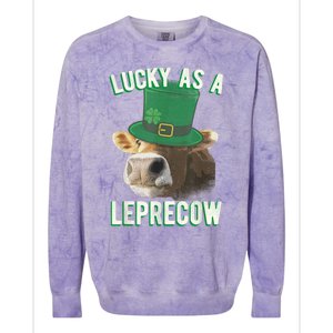 Lucky As A Leprecow Cute Cow Leprechaun MashUp St. Paddy's Colorblast Crewneck Sweatshirt