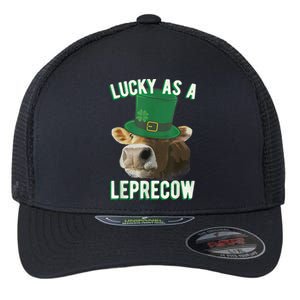 Lucky As A Leprecow Cute Cow Leprechaun MashUp St. Paddy's Flexfit Unipanel Trucker Cap