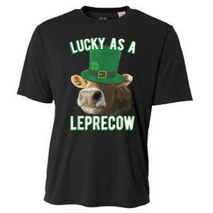 Lucky As A Leprecow Cute Cow Leprechaun MashUp St. Paddy's Cooling Performance Crew T-Shirt