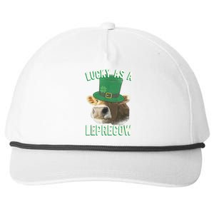 Lucky As A Leprecow Cute Cow Leprechaun MashUp St. Paddy's Snapback Five-Panel Rope Hat