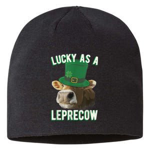 Lucky As A Leprecow Cute Cow Leprechaun MashUp St. Paddy's Sustainable Beanie