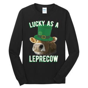 Lucky As A Leprecow Cute Cow Leprechaun MashUp St. Paddy's Tall Long Sleeve T-Shirt