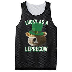 Lucky As A Leprecow Cute Cow Leprechaun MashUp St. Paddy's Mesh Reversible Basketball Jersey Tank