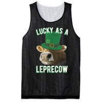 Lucky As A Leprecow Cute Cow Leprechaun MashUp St. Paddy's Mesh Reversible Basketball Jersey Tank