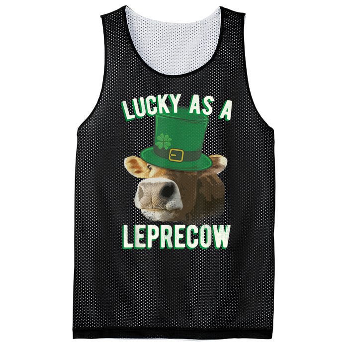 Lucky As A Leprecow Cute Cow Leprechaun MashUp St. Paddy's Mesh Reversible Basketball Jersey Tank