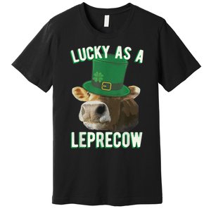 Lucky As A Leprecow Cute Cow Leprechaun MashUp St. Paddy's Premium T-Shirt