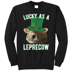 Lucky As A Leprecow Cute Cow Leprechaun MashUp St. Paddy's Tall Sweatshirt