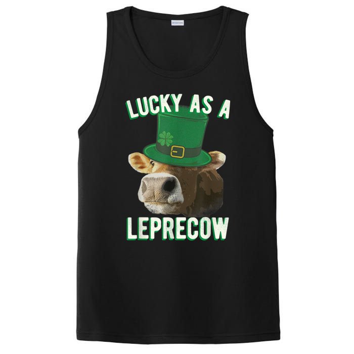 Lucky As A Leprecow Cute Cow Leprechaun MashUp St. Paddy's PosiCharge Competitor Tank