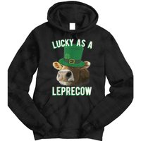 Lucky As A Leprecow Cute Cow Leprechaun MashUp St. Paddy's Tie Dye Hoodie