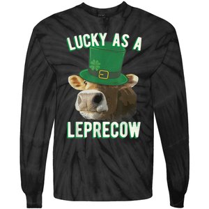 Lucky As A Leprecow Cute Cow Leprechaun MashUp St. Paddy's Tie-Dye Long Sleeve Shirt