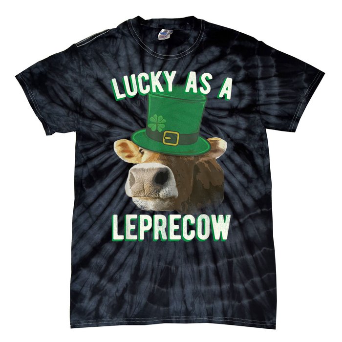 Lucky As A Leprecow Cute Cow Leprechaun MashUp St. Paddy's Tie-Dye T-Shirt