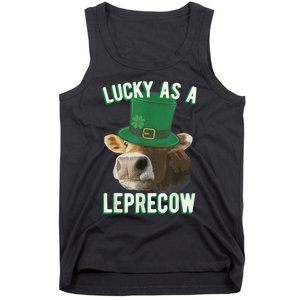 Lucky As A Leprecow Cute Cow Leprechaun MashUp St. Paddy's Tank Top