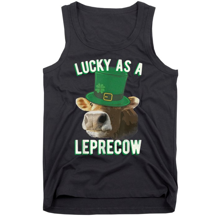 Lucky As A Leprecow Cute Cow Leprechaun MashUp St. Paddy's Tank Top