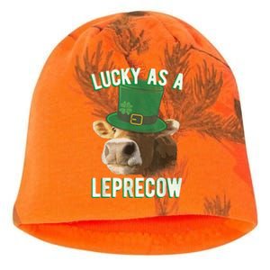 Lucky As A Leprecow Cute Cow Leprechaun MashUp St. Paddy's Kati - Camo Knit Beanie