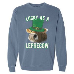 Lucky As A Leprecow Cute Cow Leprechaun MashUp St. Paddy's Garment-Dyed Sweatshirt