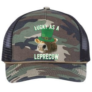 Lucky As A Leprecow Cute Cow Leprechaun MashUp St. Paddy's Retro Rope Trucker Hat Cap