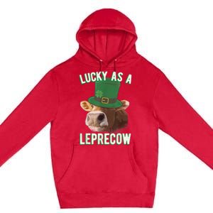 Lucky As A Leprecow Cute Cow Leprechaun MashUp St. Paddy's Premium Pullover Hoodie