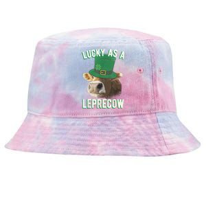 Lucky As A Leprecow Cute Cow Leprechaun MashUp St. Paddy's Tie-Dyed Bucket Hat