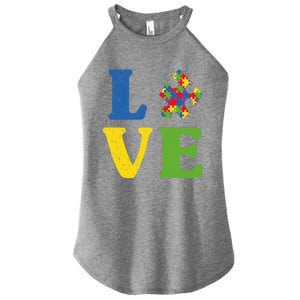 Love Autism Awareness Autistic Puzzle Piece Gift Women's Perfect Tri Rocker Tank