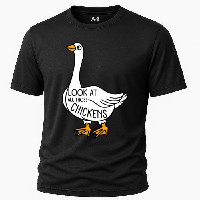 Look At All Those Chickens Goose Meme Cooling Performance Crew T-Shirt
