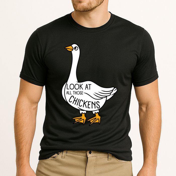 Look At All Those Chickens Goose Meme Cooling Performance Crew T-Shirt