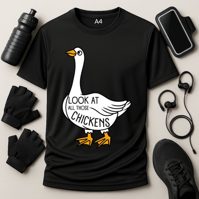 Look At All Those Chickens Goose Meme Cooling Performance Crew T-Shirt