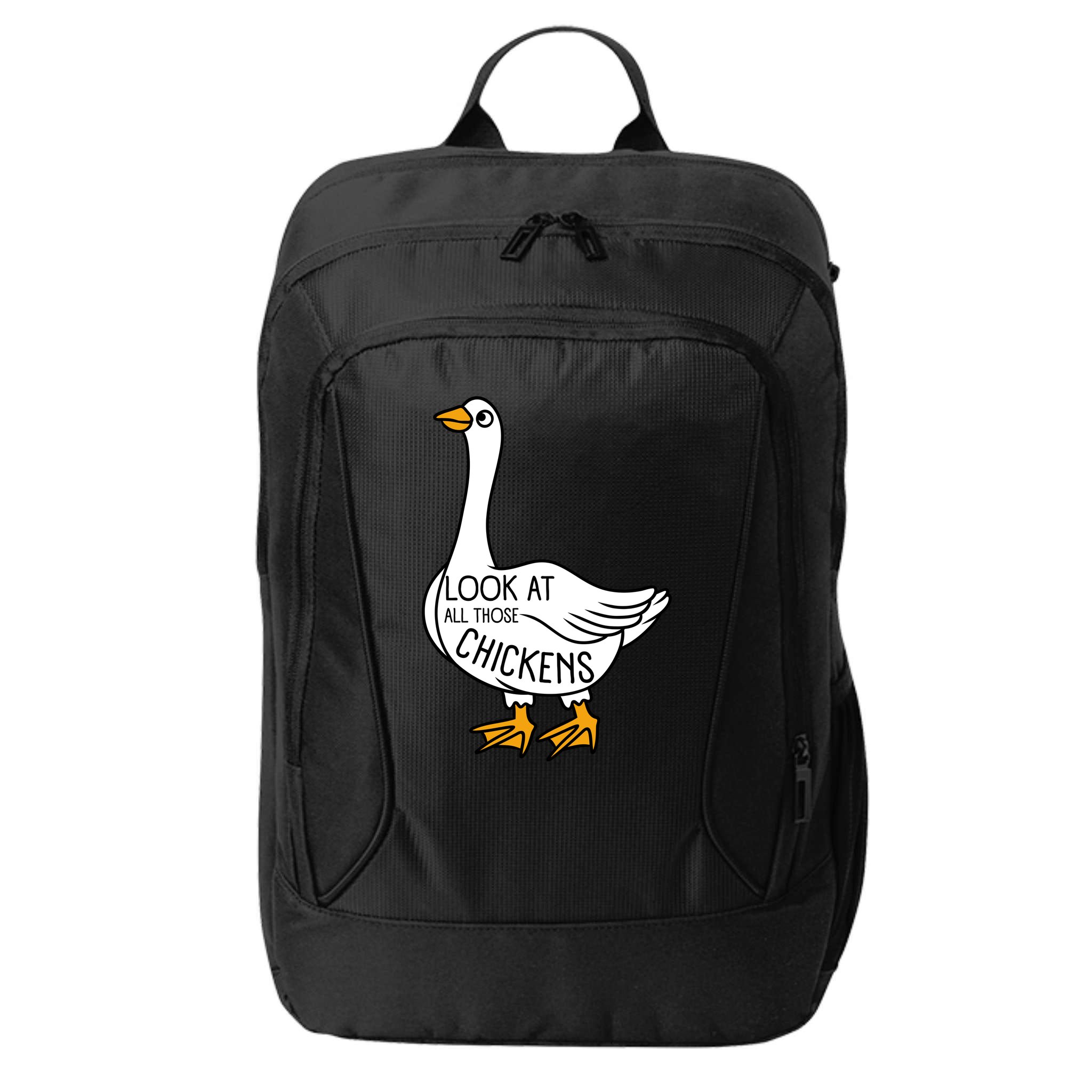 Look At All Those Chickens Goose Meme City Backpack