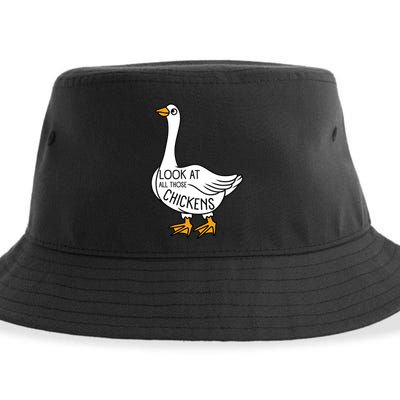 Look At All Those Chickens Goose Meme Sustainable Bucket Hat
