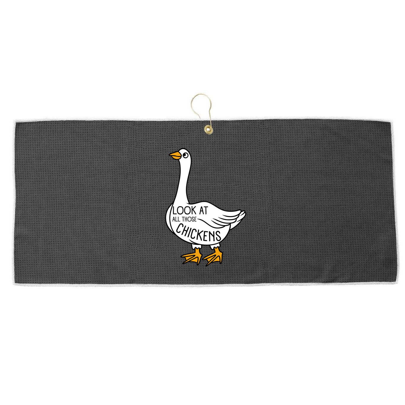Look At All Those Chickens Goose Meme Large Microfiber Waffle Golf Towel