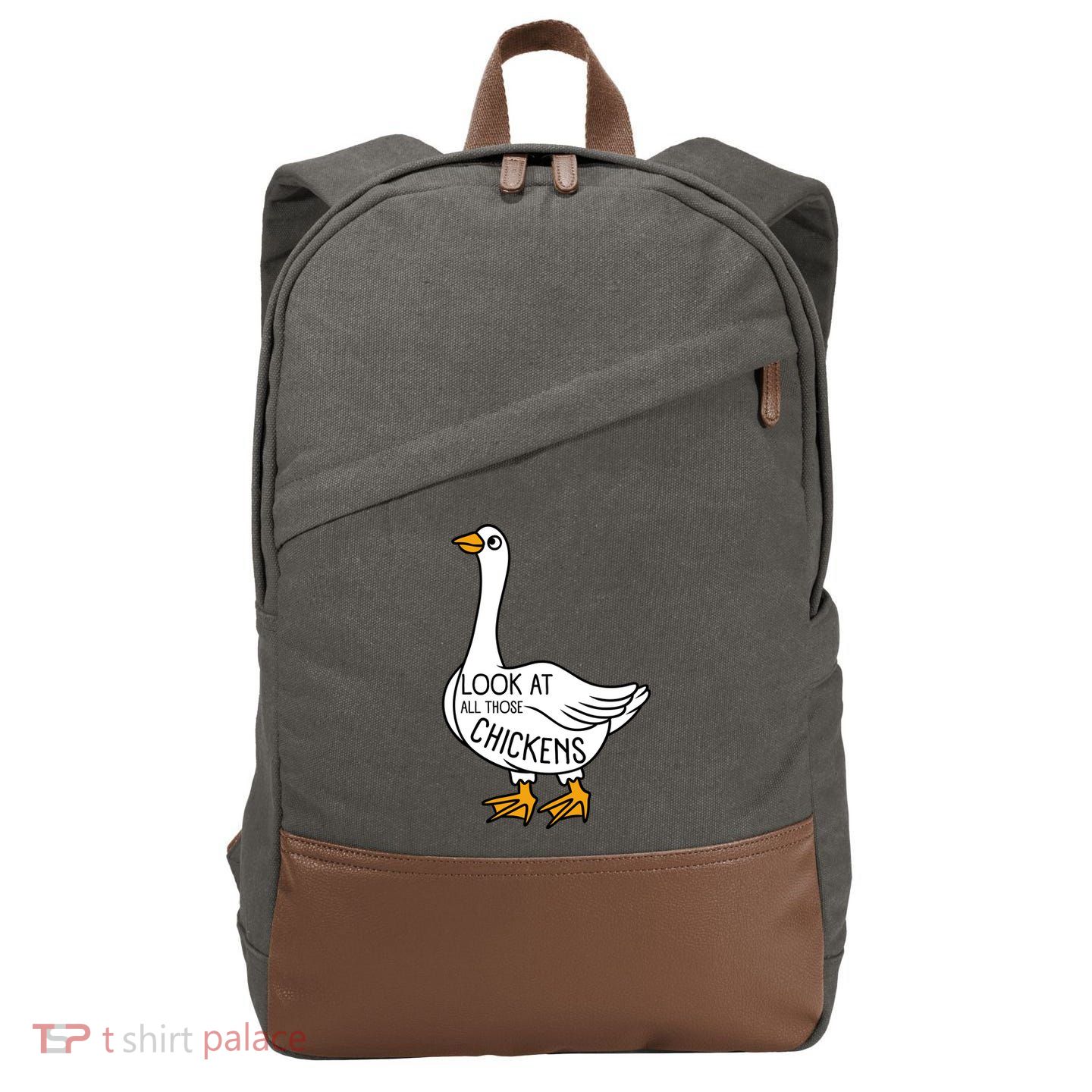 Look At All Those Chickens Goose Meme Cotton Canvas Backpack