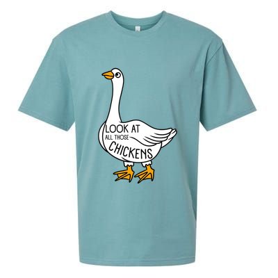 Look At All Those Chickens Goose Meme Sueded Cloud Jersey T-Shirt