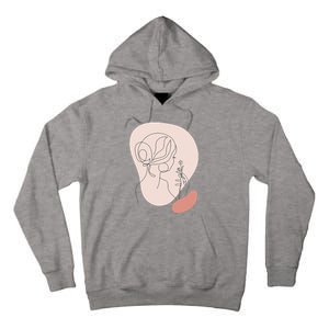 Line Art Abstract Minimalist Of Women Face With Rose Flower Tall Hoodie