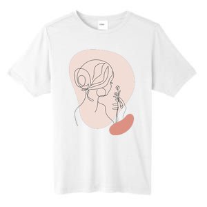 Line Art Abstract Minimalist Of Women Face With Rose Flower Tall Fusion ChromaSoft Performance T-Shirt