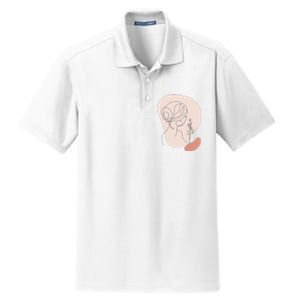 Line Art Abstract Minimalist Of Women Face With Rose Flower Dry Zone Grid Polo