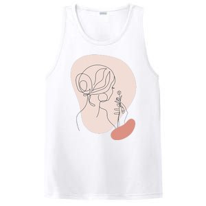 Line Art Abstract Minimalist Of Women Face With Rose Flower PosiCharge Competitor Tank