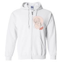 Line Art Abstract Minimalist Of Women Face With Rose Flower Full Zip Hoodie