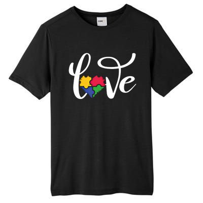 Love Autism Awareness Day ValentineS Day Puzzle Piece Heart Gift Tall Fusion ChromaSoft Performance T-Shirt