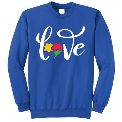 Love Autism Awareness Day ValentineS Day Puzzle Piece Heart Gift Sweatshirt