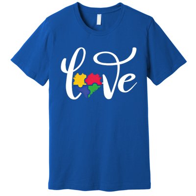 Love Autism Awareness Day ValentineS Day Puzzle Piece Heart Gift Premium T-Shirt