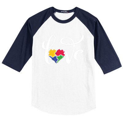 Love Autism Awareness Day ValentineS Day Puzzle Piece Heart Gift Baseball Sleeve Shirt