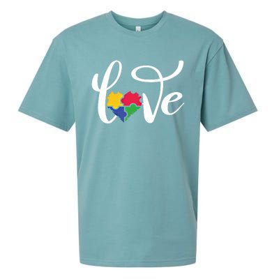 Love Autism Awareness Day ValentineS Day Puzzle Piece Heart Gift Sueded Cloud Jersey T-Shirt